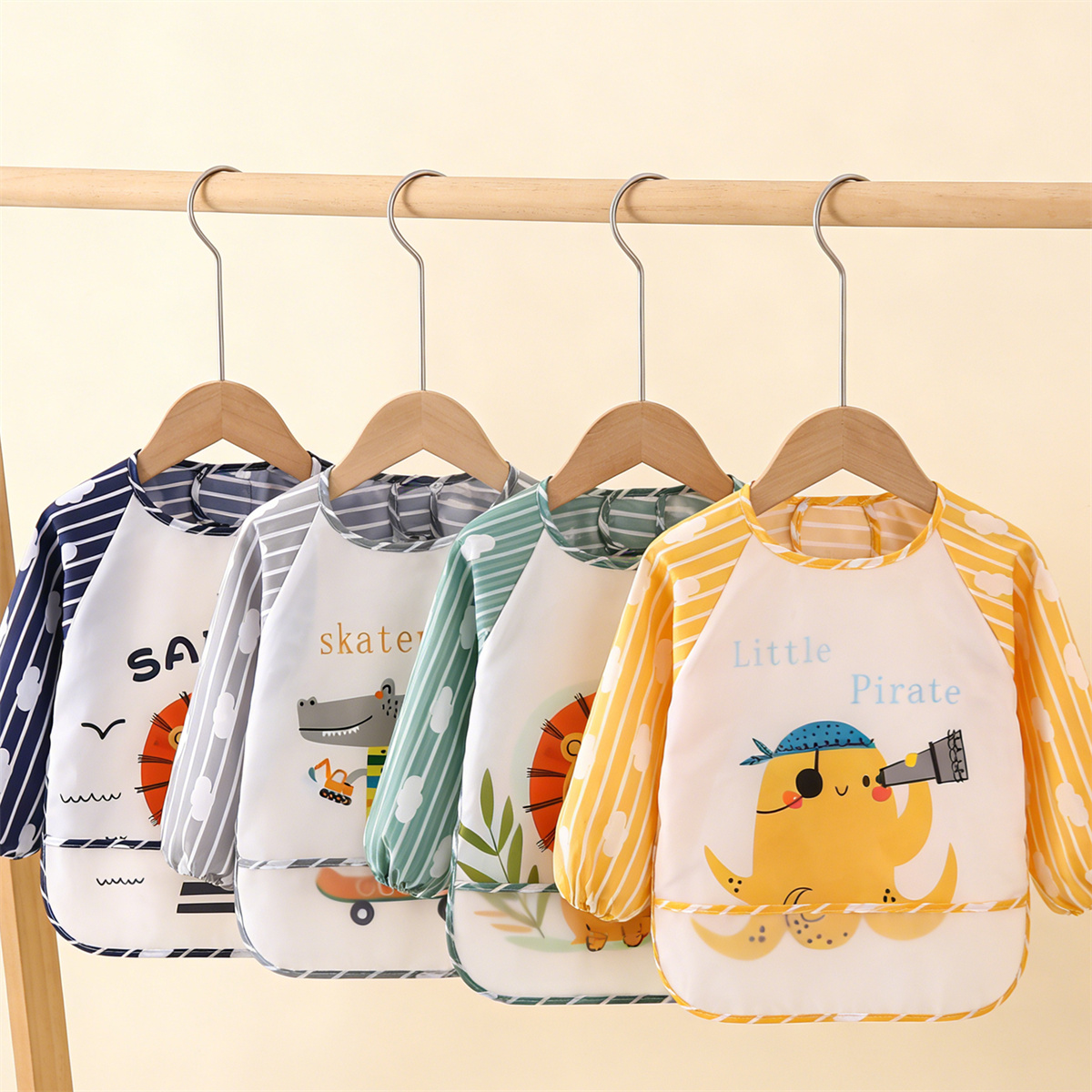 Baby Clothing Kit - 2pcs Waterproof Full Sleeve Baby Bibs